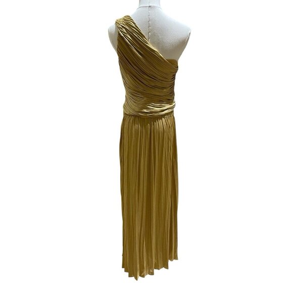Joie Gold Set Pleated Midi Skirt + One Shoulder Smocked Top Sz M NWT - Picture 12 of 15